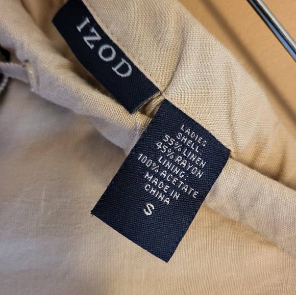 Izod. Linen blend skirt with ruffle. Natural colour. S. - Picture 3 of 8